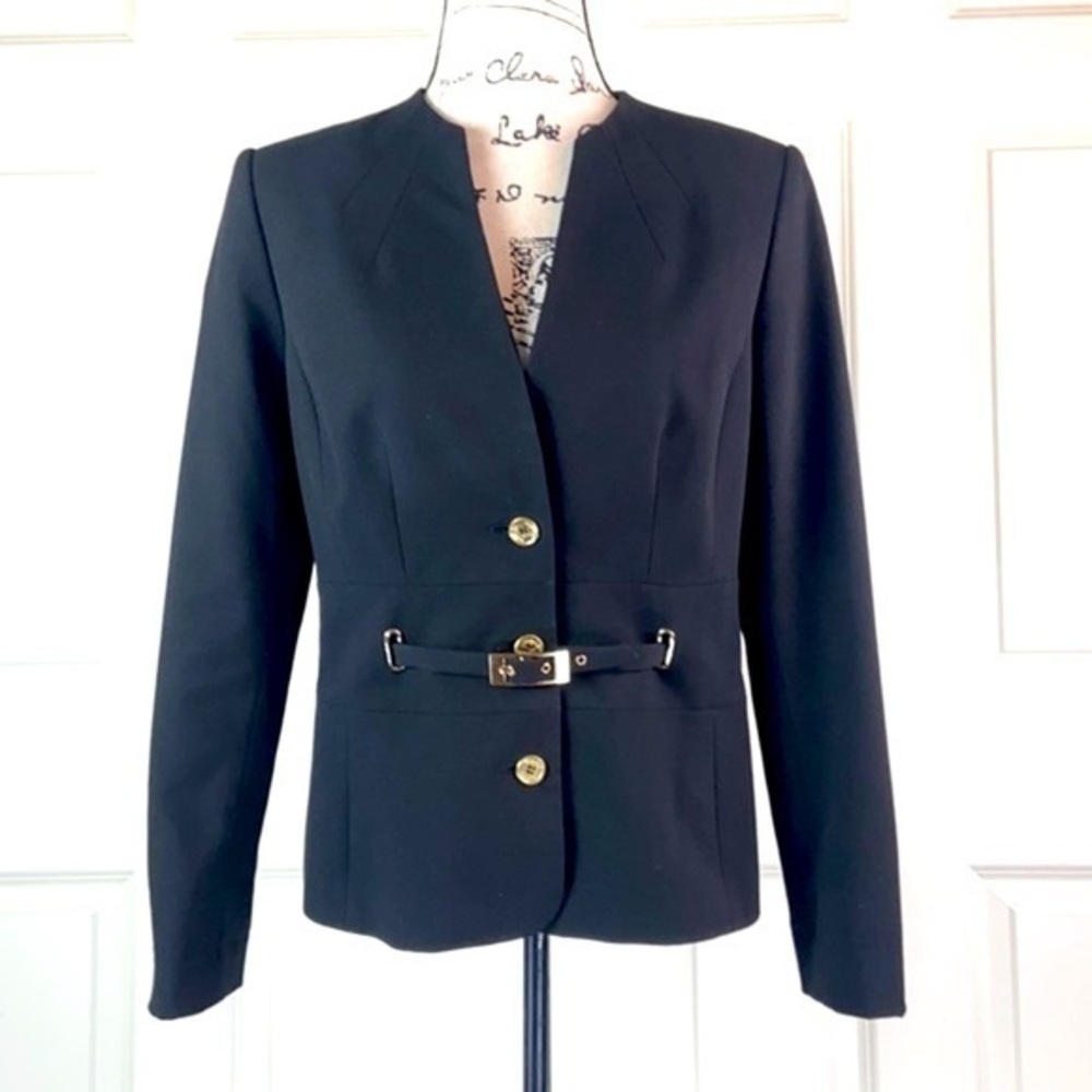 Calvin Klein Scoop V-Neck Golden Hardware Blazer